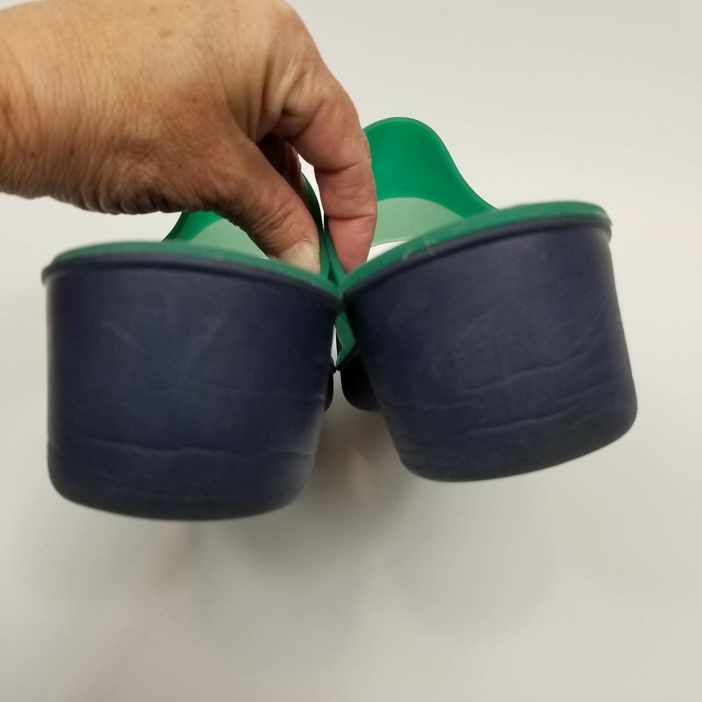 π CROCS Blue\Green Wedge Sandals - Picture 6 of 9